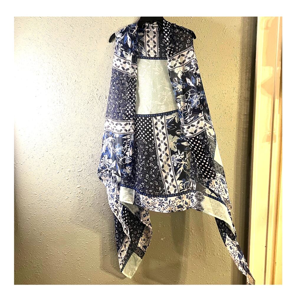 Sheer Women's Cape Wrap Layer Vest Blue One Size Boho Cottagecore hippie country